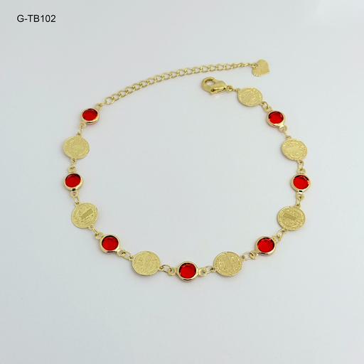 [G-TB-102] Tobillera gold san benito cristales colores surt goldfilled