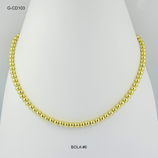 [G-CD-103] Cadena gold bola #6 rodinado