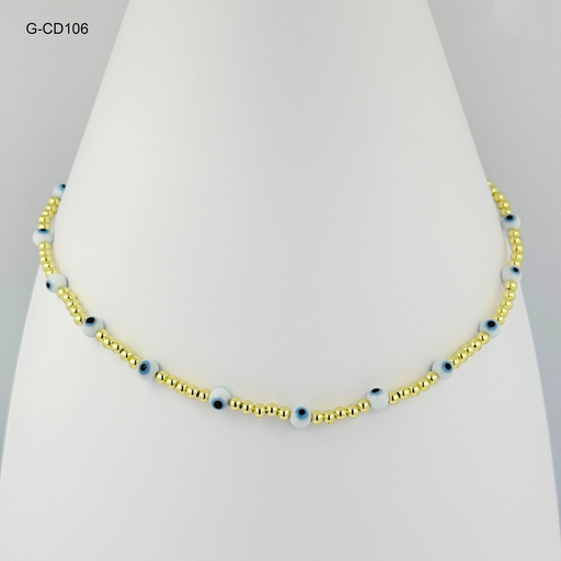 [G-CD-106] *CADENA GOLD BOLA #4 Y OJO TURCO 