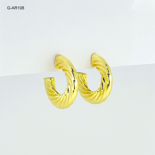 [G-AR-108] *ARETES SEMI ARGOLLAS RODINADO GOLD GRUESAS 