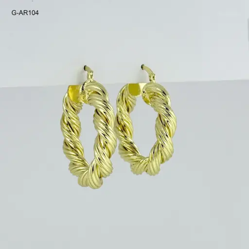 [G-AR-109] Maxi Argollas chunky en rodinado gold entorchadas 