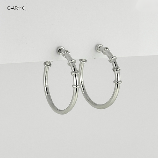 [G-AR-110] *ARETES EMI ARGOLLA SILVER DE 4CM CON DISEÑO RODINADO
