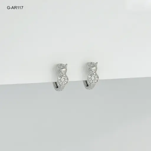 [G-AR-117] *ARGOLLA HUGGIE GOLDFILLED SILVER PANTERA CIRCULO CIRCONES