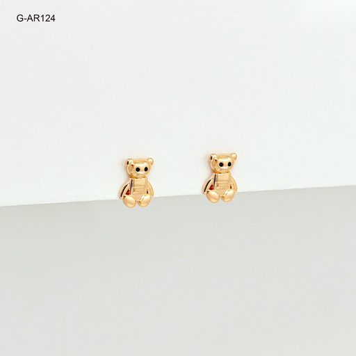 [G-AR-124] *ARETE RODINADO GOLD ROSE TOPO OSITO