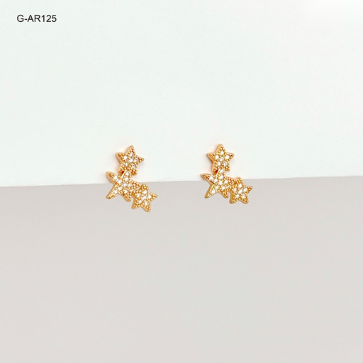 [G-AR-125] *ARETE RODINADO GOLD ROSE TOPO ESTRELLA