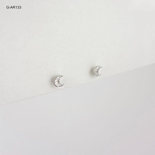 [G-AR-133] Arete rodinado silver topo media luna microcircones