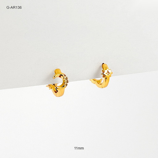 [G-AR-136] Argolla huggie rodinado gold estrella de luz 11mm