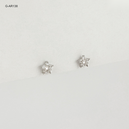 [G-AR-138] Arete topo rodinado silver flor circones