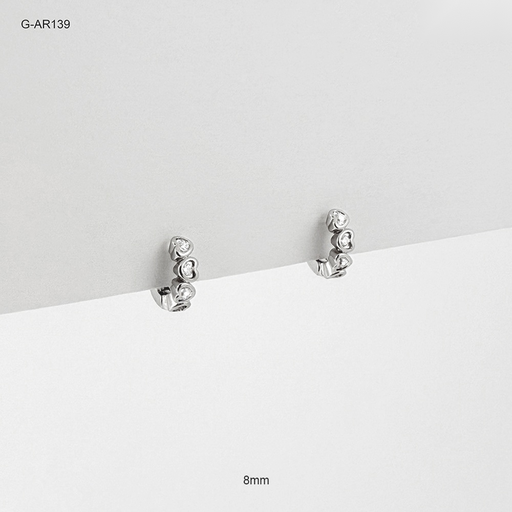 [G-AR-139] *ARGOLLA HUGGIE RODINADO SILVER CORAZONES CIRCONES 8MM