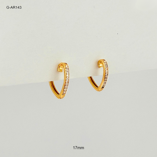 [G-AR-143] *ARGOLLA HUGGIE RODINADO GOLD CORAZON MICROCIRCONES BLANCOS 17MM