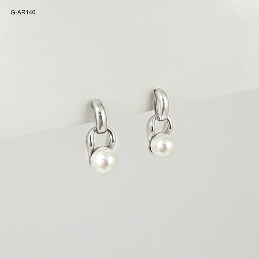 [G-AR-146] Arete rodinado silver eslabones perla swarovsky