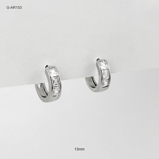 [G-AR-153] *ARGOLLA HUGGIE RODINADO SILVER CRISTALES BAGUE 13MM