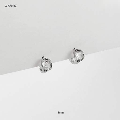 [G-AR-159] *ARGOLLA HUGGIE RODINADO SILVER CIRCULO CRISTAL 11MM