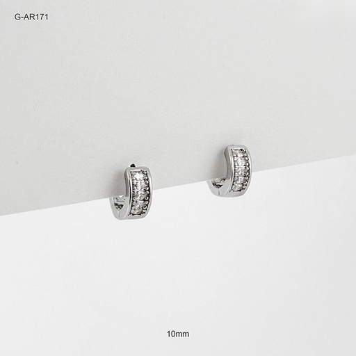 [G-AR-171] *ARGOLLA HUGGIE RODINADO SILVER ANCHA CRISTALES BLANCOS 10MM