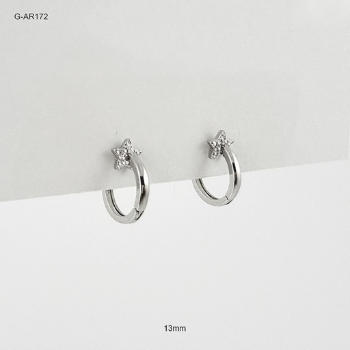 [G-AR-172] *ARGOLLA HUGGIE RODINADO SILVER ESTRELLA 13MM