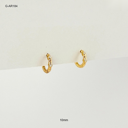 [G-AR-184] *ARGOLLA HUGGIE RODINADO GOLD DOS CIRCONES 10MM