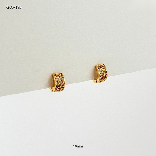 [G-AR-195] *ARGOLLA HUGGIE RODINADO GOLD ANCHA TRIPLE LINEA MICROCIRCONES 10MM