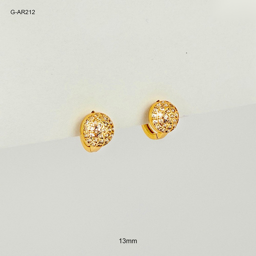 [G-AR-212] *ARGOLLA HUGGIE RODINADO GOLD BOLA MICROCIRCONES BLANCOS 13MM