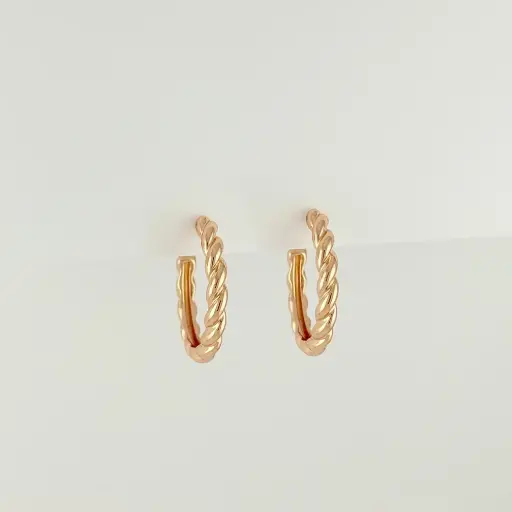 [G-AR-222] Argollas en rodinado gold rose entorchadas