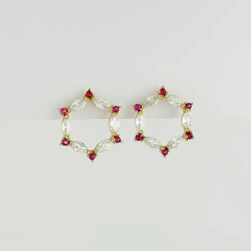 [G-AR-226] Topos en rodinado gold círculo cristales 