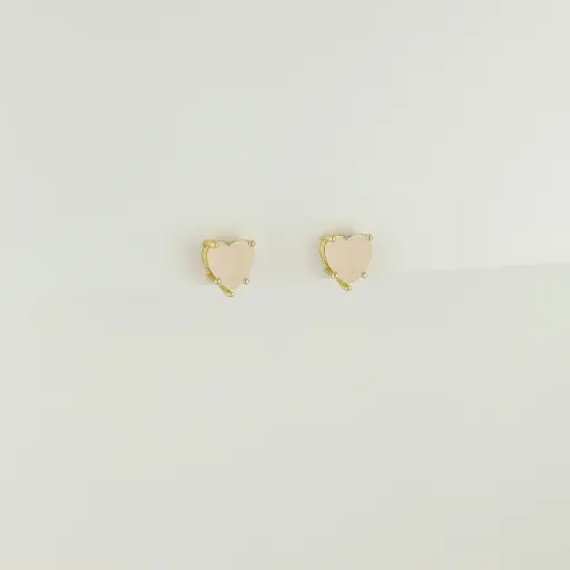 [G-AR-233] Topos en rodinado gold corazón cristal rosa 