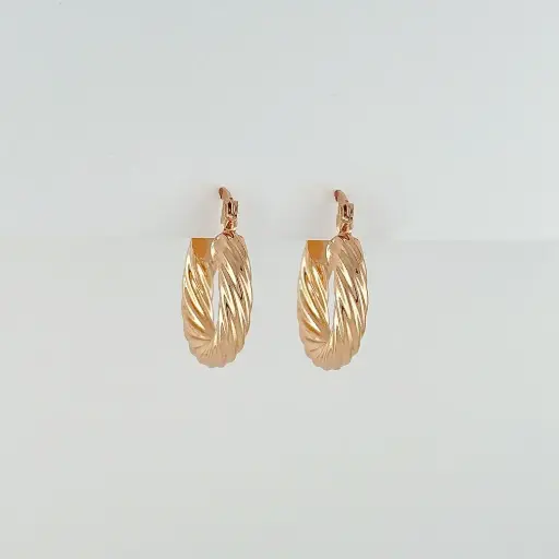 [G-AR-235] Argollas en rodinado gold rose entorchadas