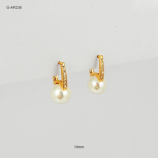 [G-AR-238] *ARETE ESPECIAL BROCHE CATALAN RODINADO GOLD LINEA MICROCIRCONES BLANCOS PERLA SWAROVSKY 