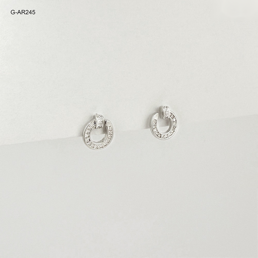 [G-AR-245] *ARETE TOPO RODINADO SILVER CIRCULO MICROCIRCONES BLANCO