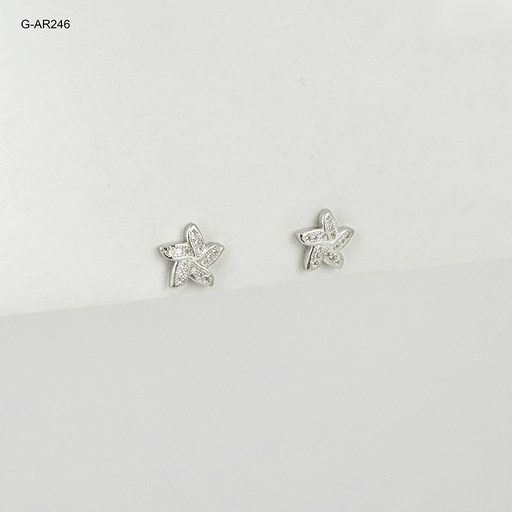 [G-AR-246] *ARETE TOPO RODINADO SILVER FLOR MICROCIRCONES BLANCO