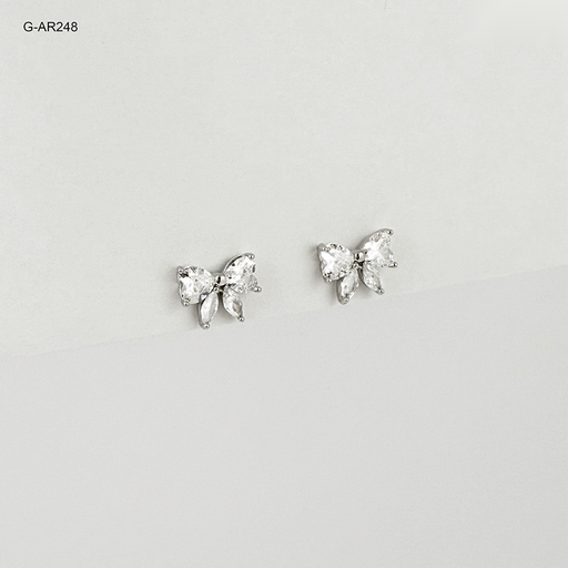 [G-AR-248] *ARETE TOPO RODINADO SILVER LAZO CRISTALES BLANCOS