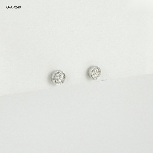 [G-AR-249] *ARETE TOPO RODINADO SILVER CIRCULO PLANO MICROCIRCONES BLANCO