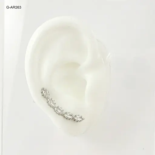 [G-AR-263] Arete tipo trepador rodinado silver microcircones blancos #4