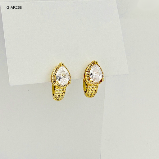 [G-AR-268] *ARGOLLA ESPECIAL RODINADO GOLD GOTA CRISTAL MICROCIRCONES BLANCOS