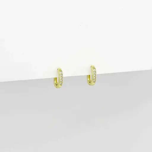 [G-AR-272] Argollas huggie rodinado gold ovalada 1.4 cm