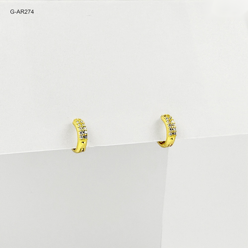 [G-AR-274] *ARGOLLA HUGGIE RODINADO GOLD MICROCIRCONES BLANCOS 1 CM