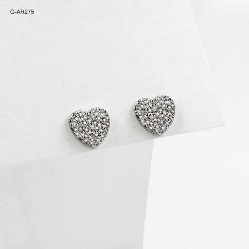 [G-AR-275] *TOPO EN RODINADO SILVER CORAZÓN MICROCIRCONES