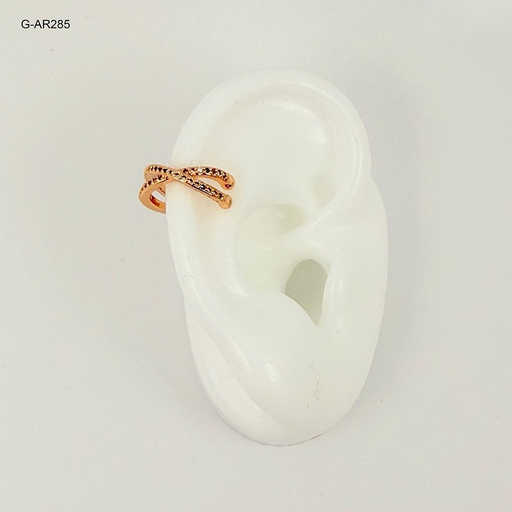 [G-AR-285] Arete en rodinado gold rose ear cuff cruzado microcircones