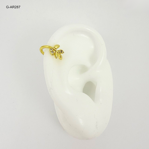 [G-AR-287] *ARETE EN RODINADO GOLD EAR CUFF RAMITAS DE LAUREL