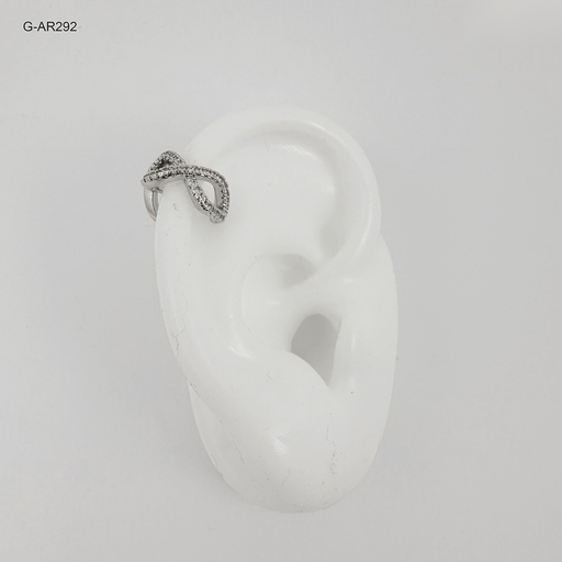 [G-AR-292] Arete en rodinado silver ear cuff infinito microcircones blancos