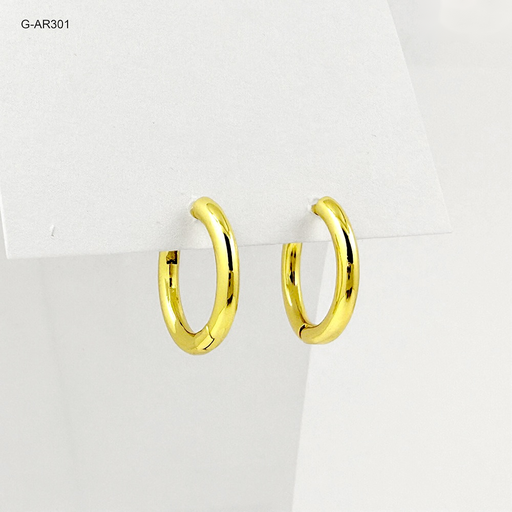 [G-AR-301] *ARGOLLA HUGGIE RODINADO GOLD LISA 19MM