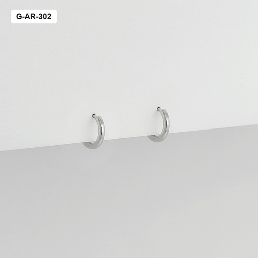[G-AR-302] Argolla huggie rodinado silver lisa 12 mm