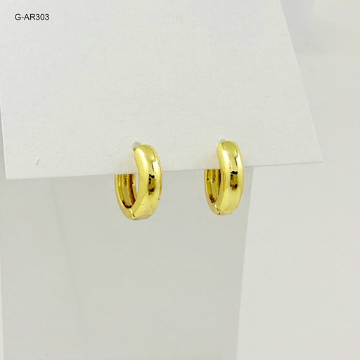 [G-AR-303] *ARGOLLA HUGGIE RODINADO GOLD LISA 14MM