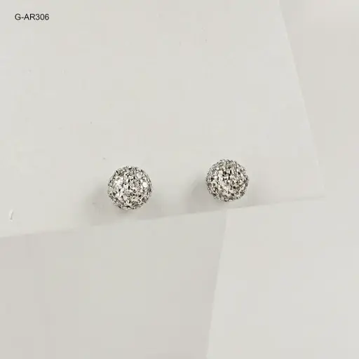 [G-AR-306] *TOPO RODINADO SILVER BOLA MICROCIRCONES BLANCOS #6