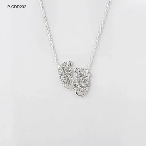 [P-CDD-232] *P-CDD-232 COLLAR EN PLATA LEY 925 HUELLITAS MICROCIRCONES BLANCOS