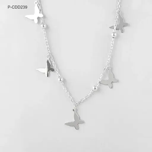 [P-CDD-239] Collar en plata ley 925 dijes mariposa