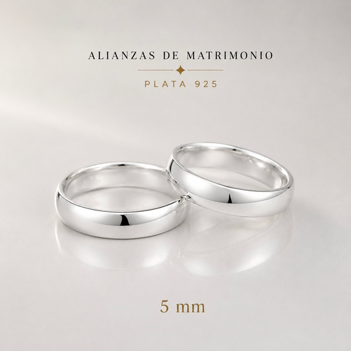 [P-AN-221] Anillo plata 925 alianza matrimonio lisas 5mm x unidad