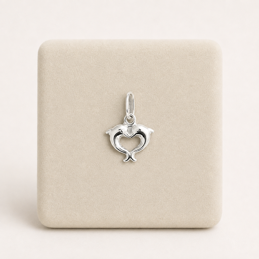 [P-DJ-146] Dije plata 925 corazón delfines
