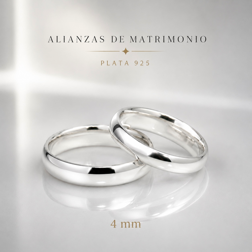[P-AN-222] Anillo plata 925 alianza matrimonio lisas 4mm x unidad