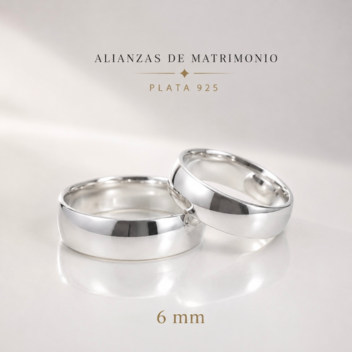 [P-AN-223] Anillo plata 925 alianza matrimonio lisas 6mm x unidad