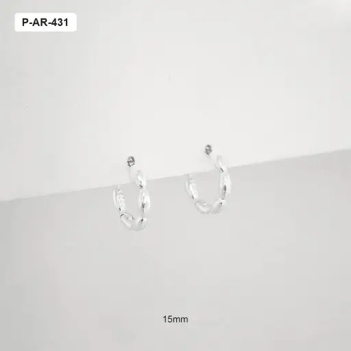 [P-AR-431] Argolla huggie plata ley 925 granito de arroz